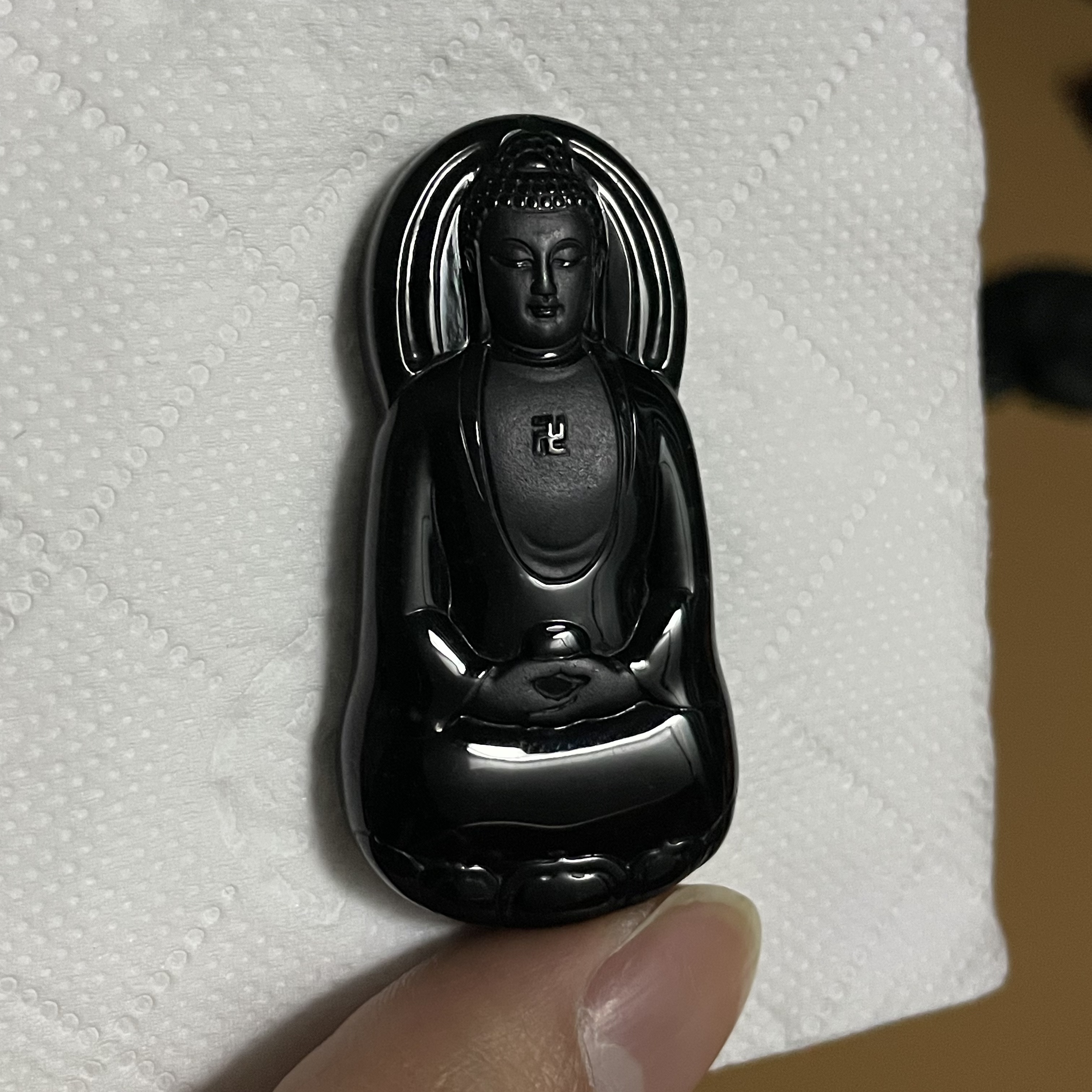 天然翡翠a货墨翠佛牌