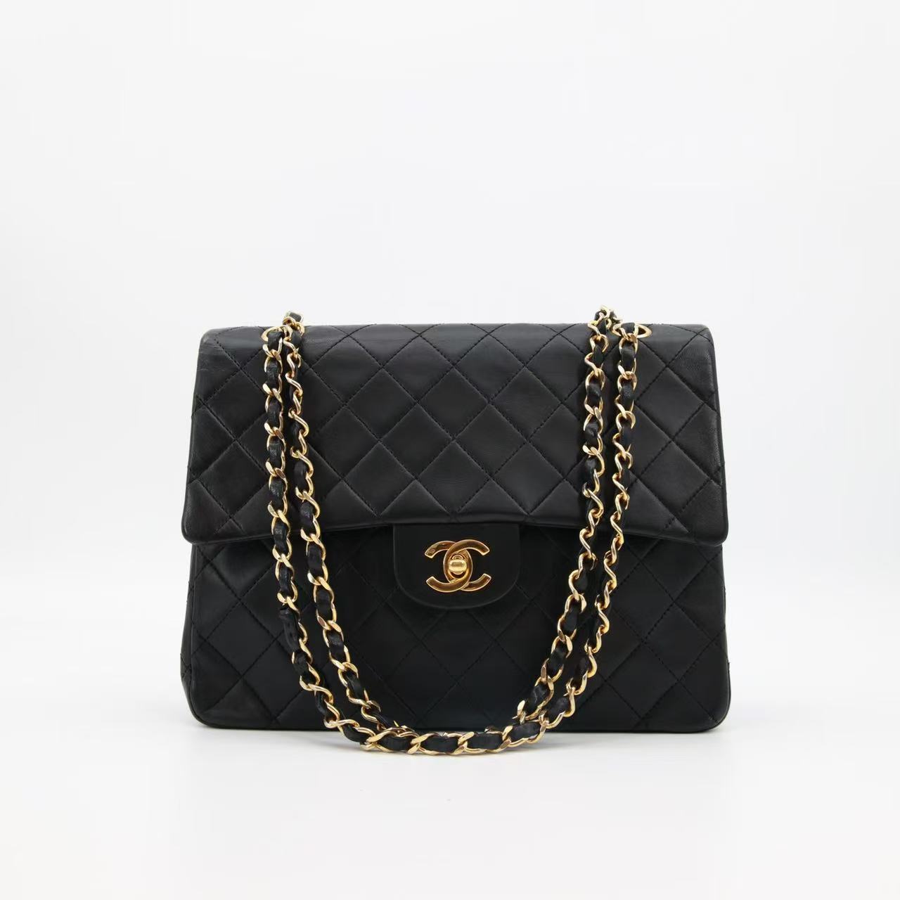 95新 Chanel/香奈儿 GGS方胖子黑金羊皮/67716398