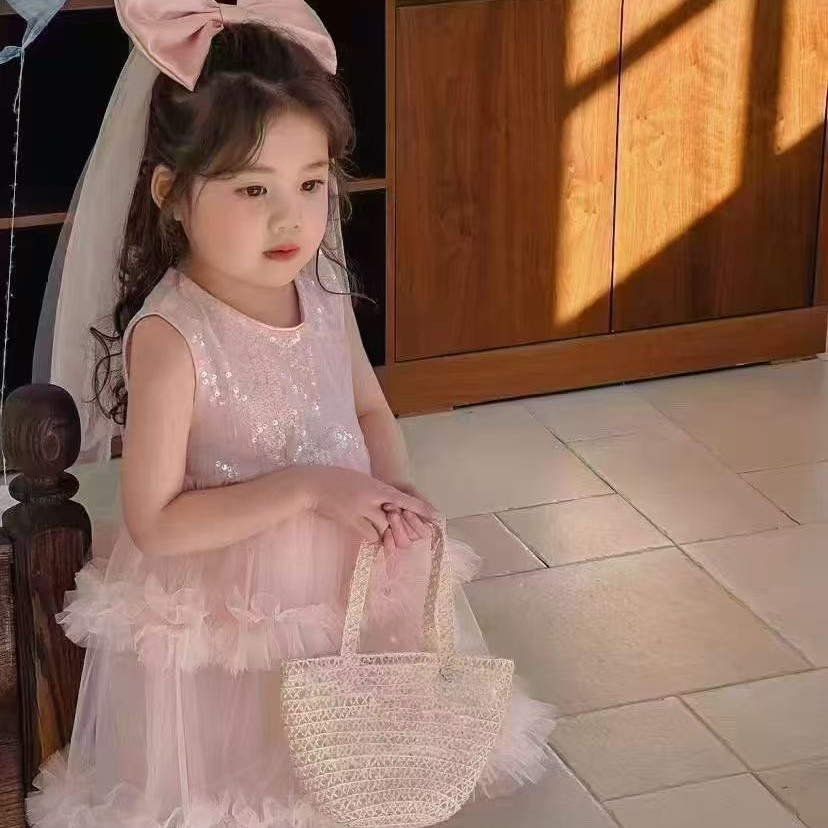 3002米色新款女童夏季蛋糕连衣裙