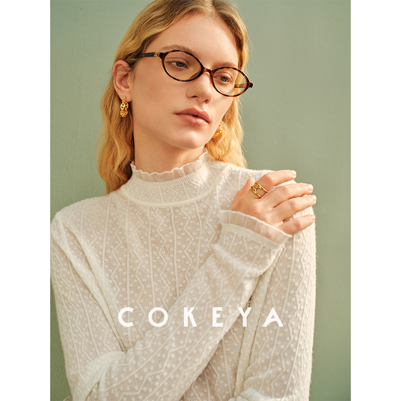 COKEYA/芭蕾“木耳衫”升级版~3D浮肌理浪漫羊毛真丝亲肤打底衫