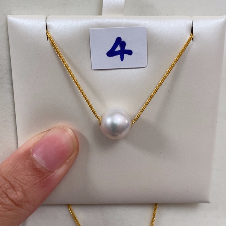 淡水珍珠颈饰银S925镶嵌10-11金色路路通送链