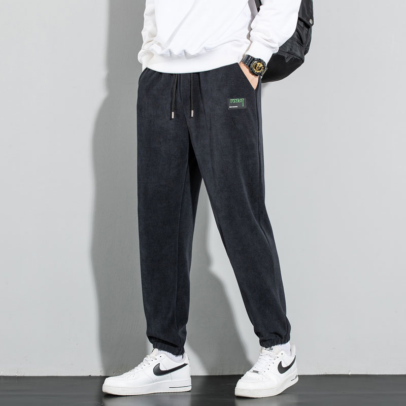 新款休闲裤垂感免烫长裤百搭秋冬卫裤男士加绒加厚大码裤子春秋款