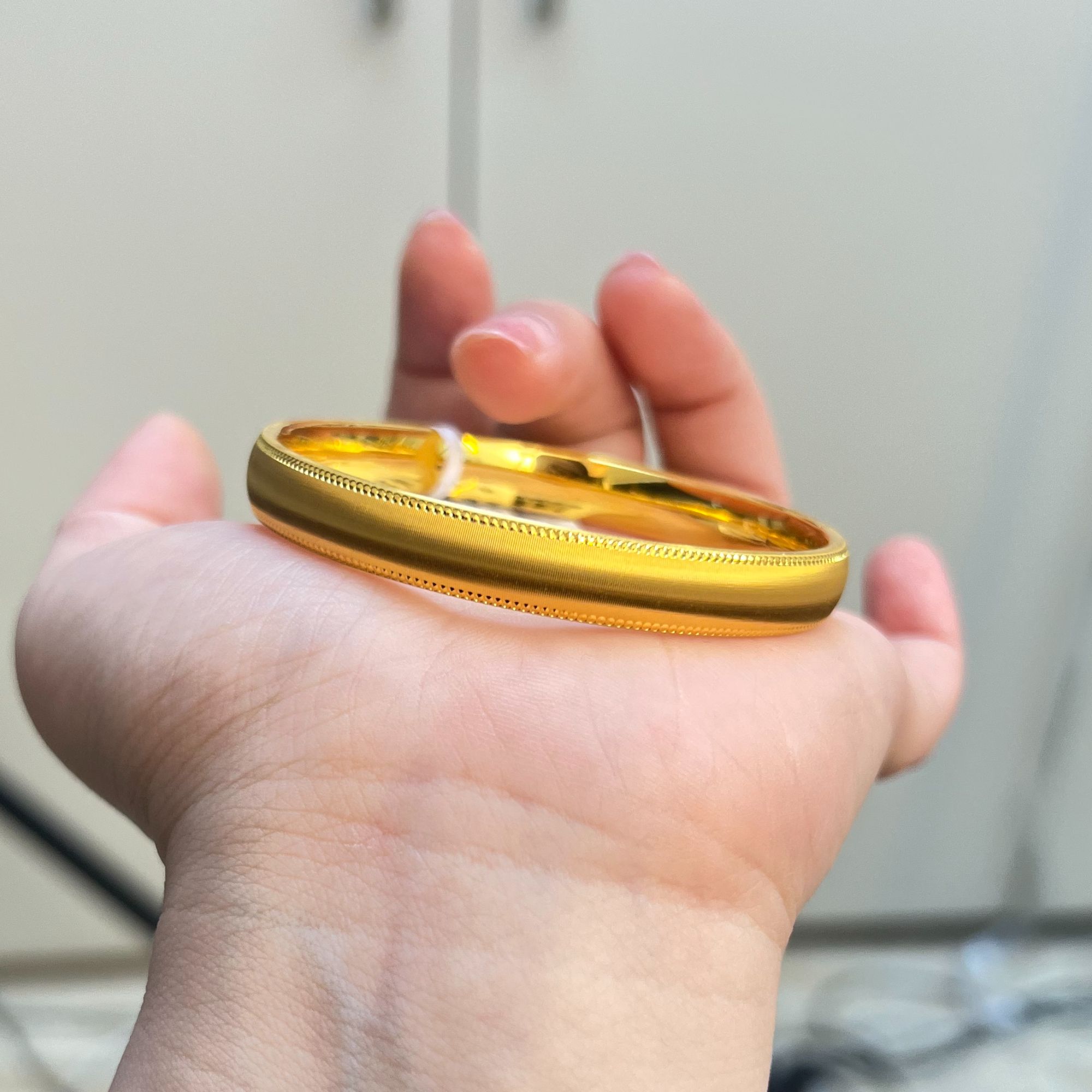 金兰黄金【拉丝轮胎】手镯百搭精美时尚双旦同庆