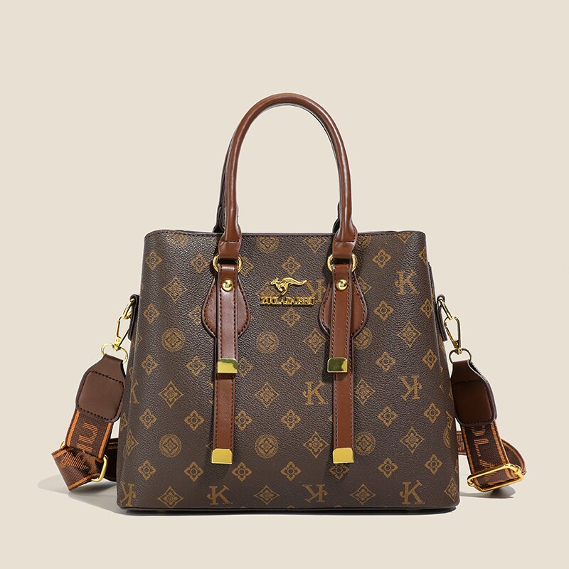 新款时尚简约单肩斜挎包68831浅棕色