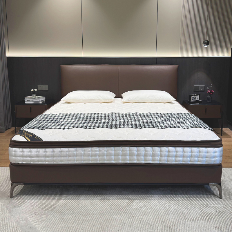 【小香床】意式极简半青皮床现代简约主次卧婚床双人头层牛皮大床