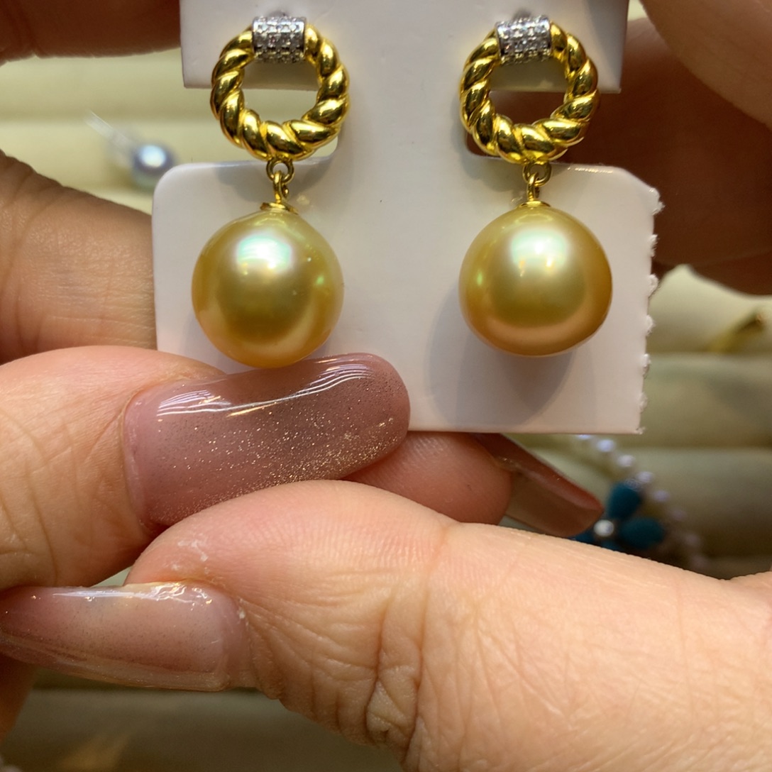 银S925镶嵌耳饰海水珍珠