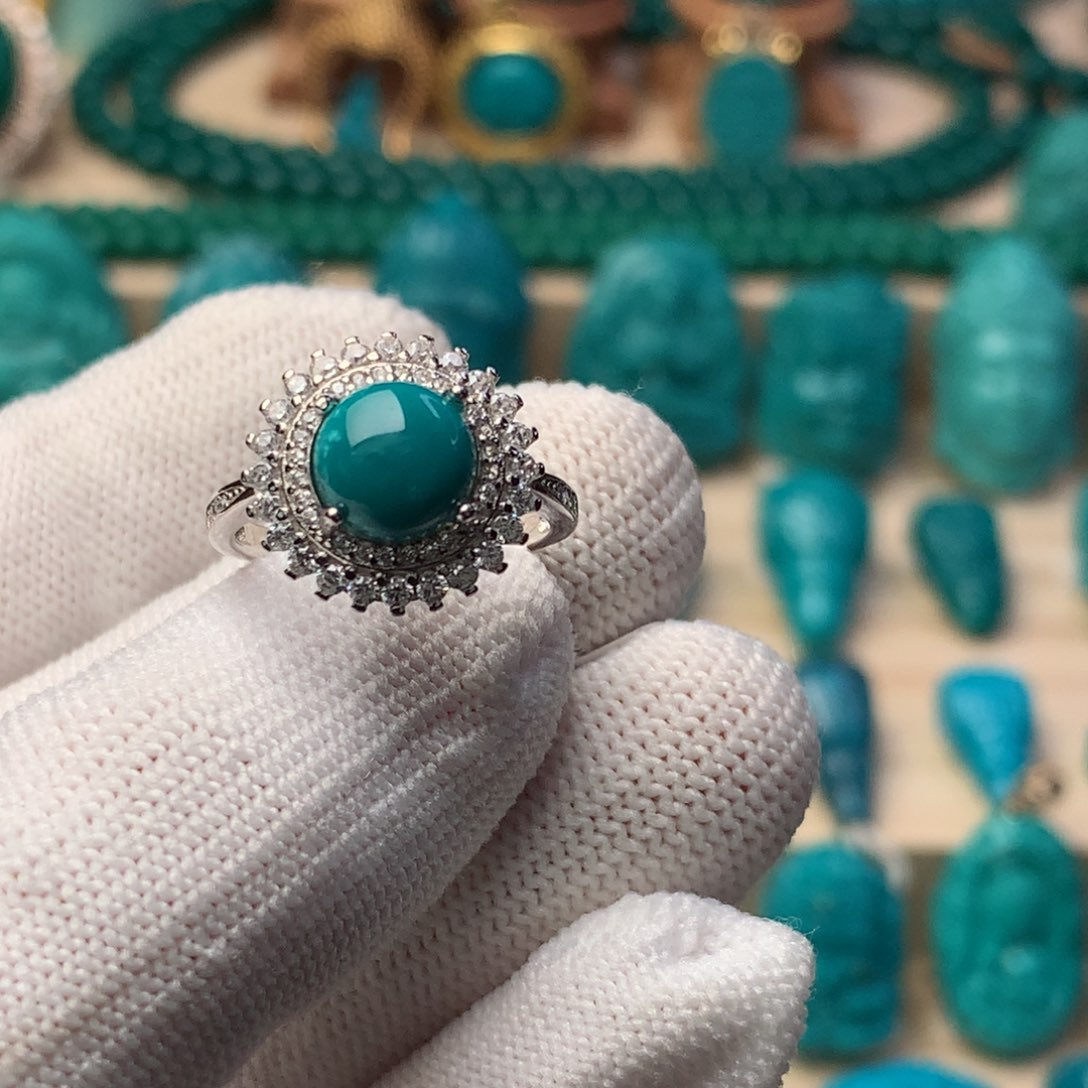 绿松石银S925镶嵌戒指