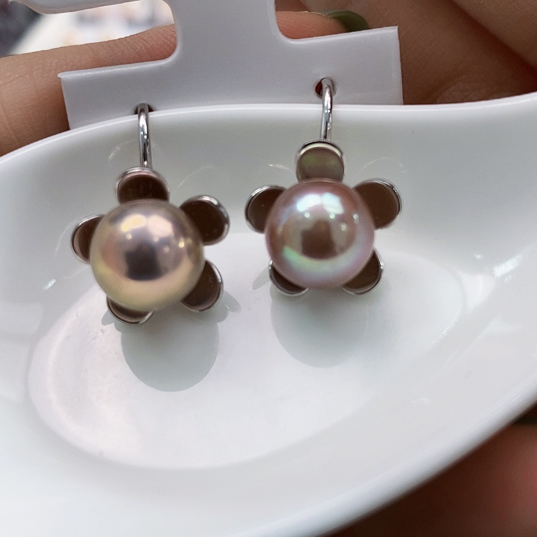 银S925镶嵌特价开播福利极光耳饰淡水珍珠