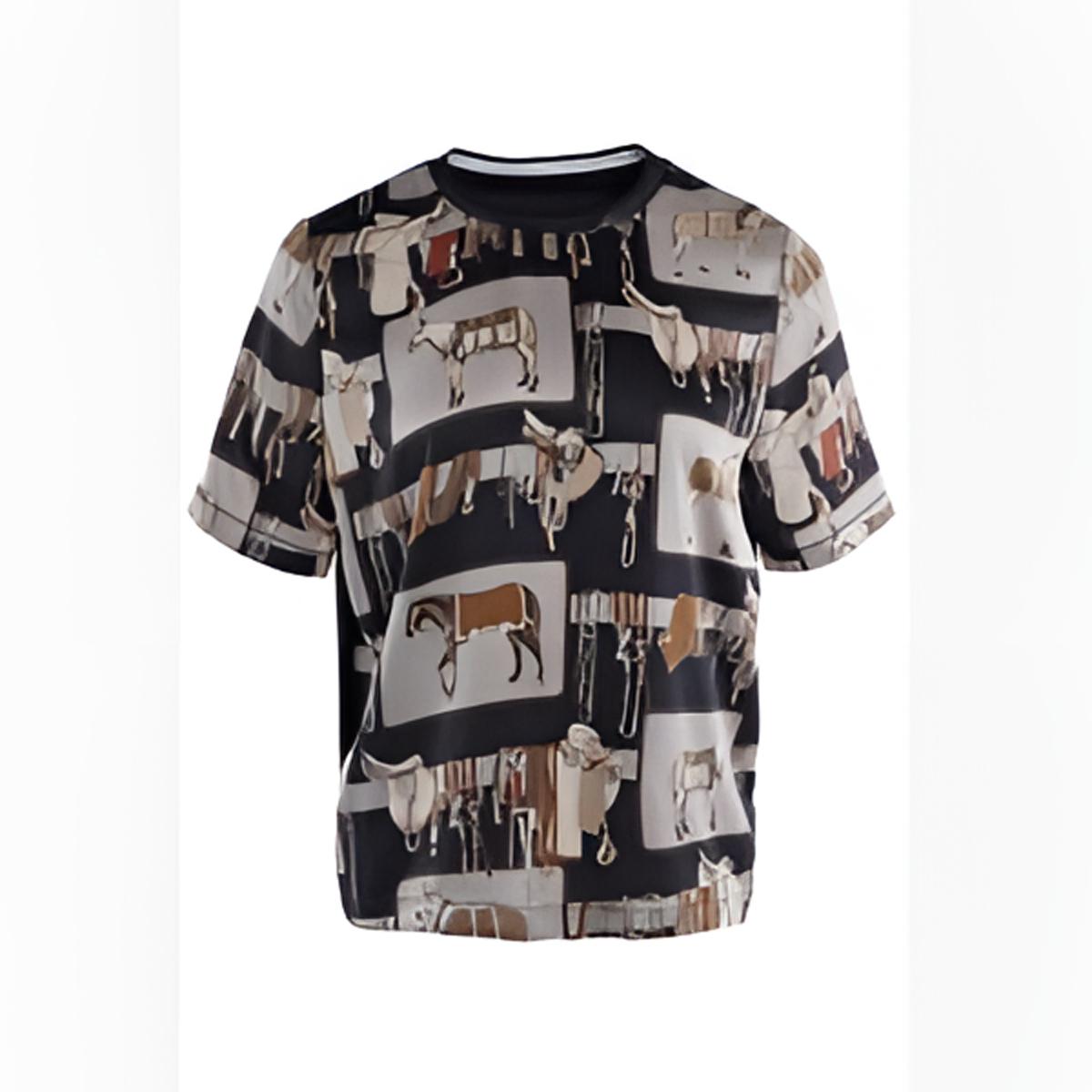 粉和短袖舒适印花雪纺衫夏季衬衫设计师女款显瘦雪纺T恤Q2605CB