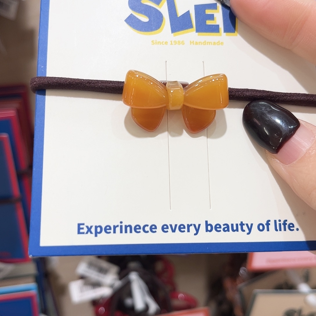 布艺非金属咖蝴蝶结皮筋一根