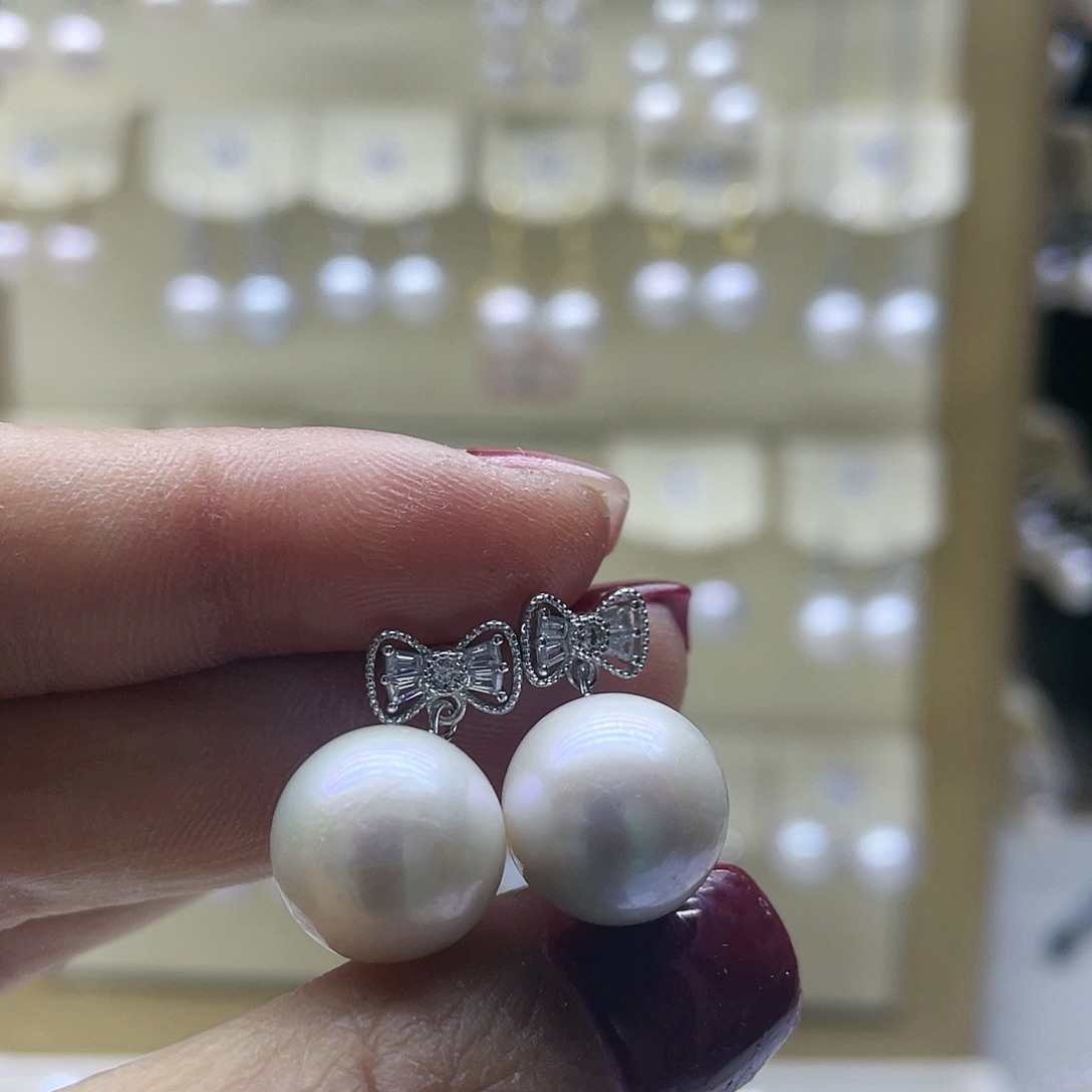 淡水珍珠耳饰银S925镶嵌
