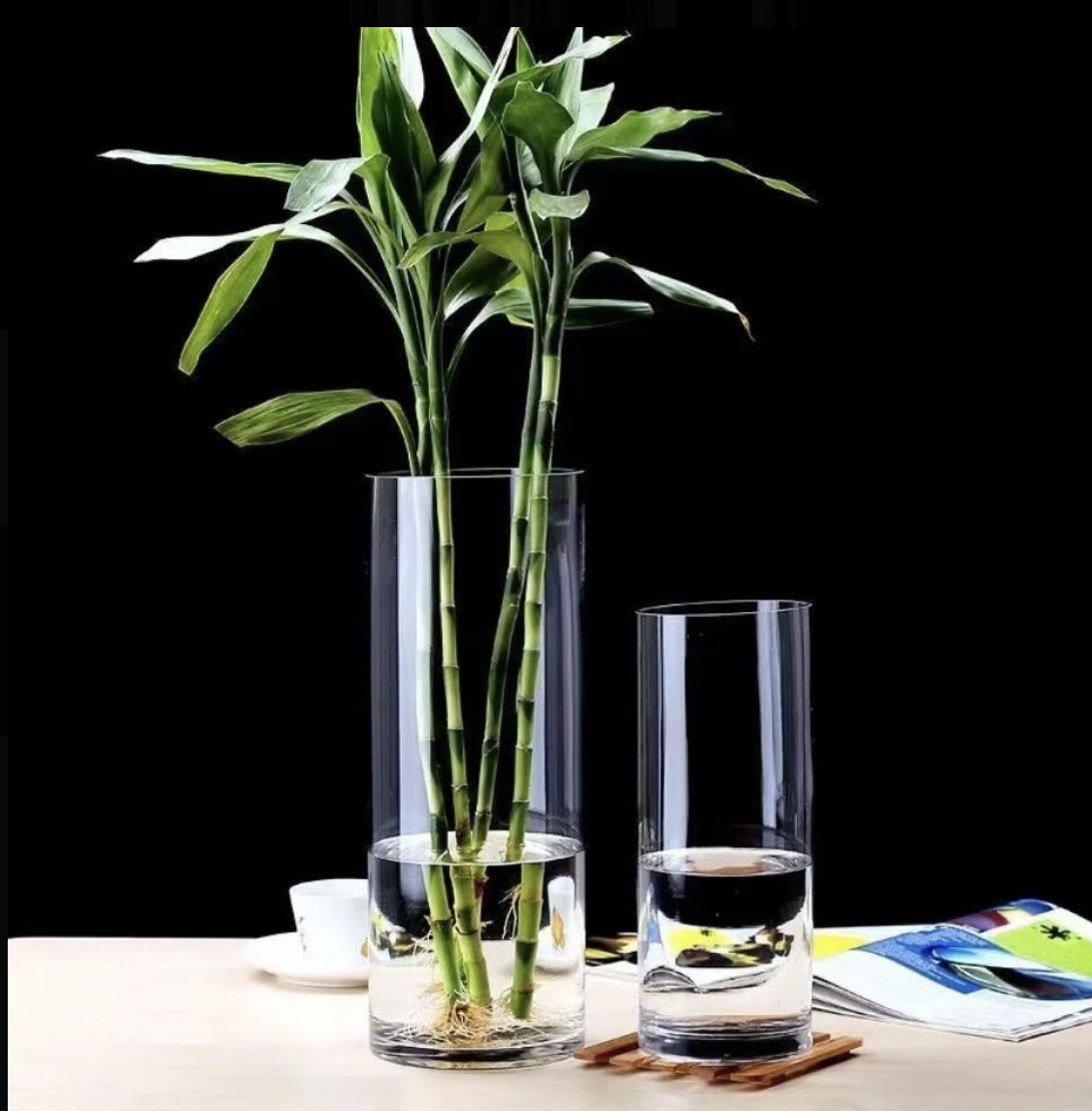 加厚玻璃花瓶 透明直筒