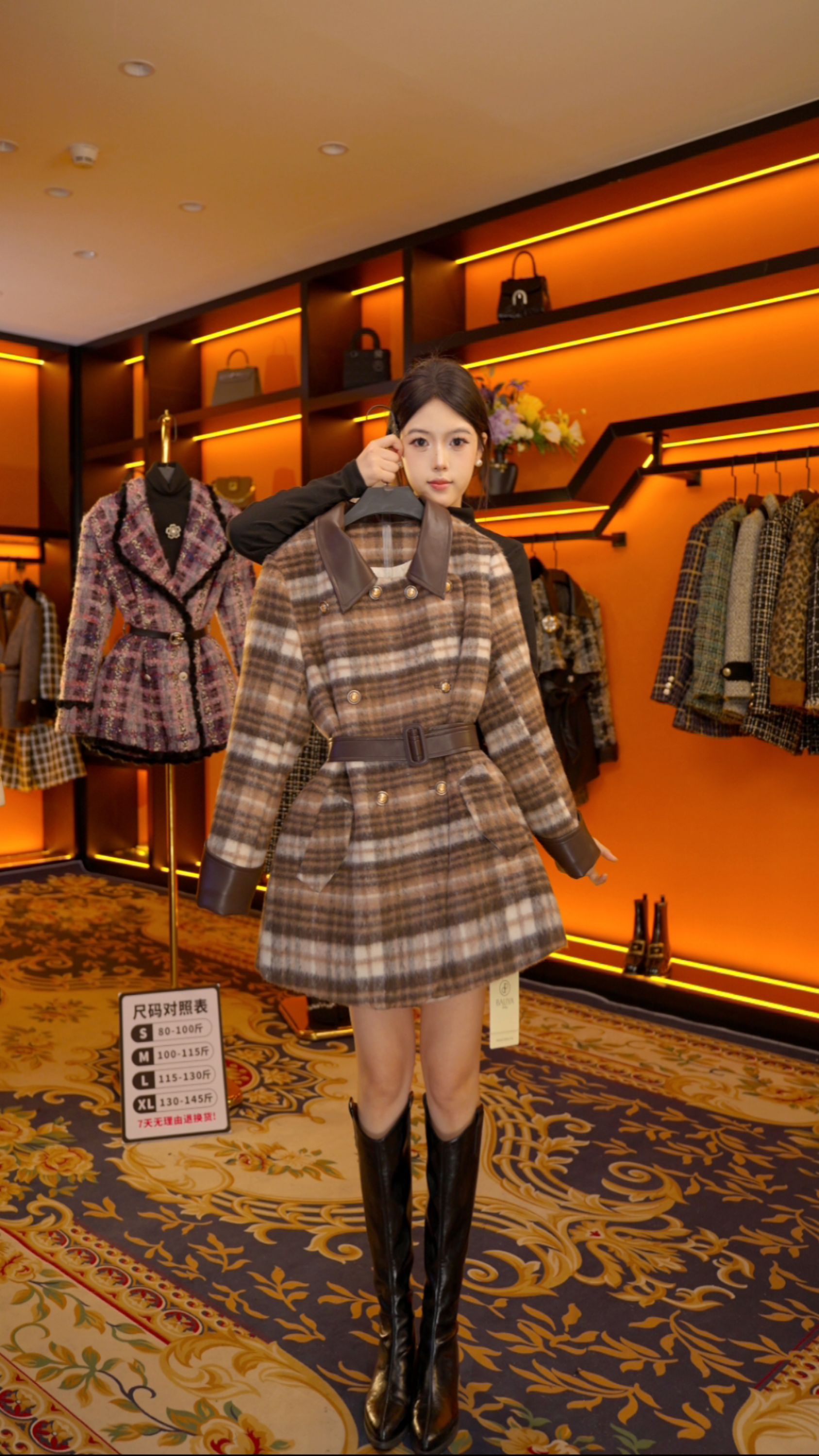 【GG】设计师气质冬季时尚女士收腰羽绒服中长款 Y880