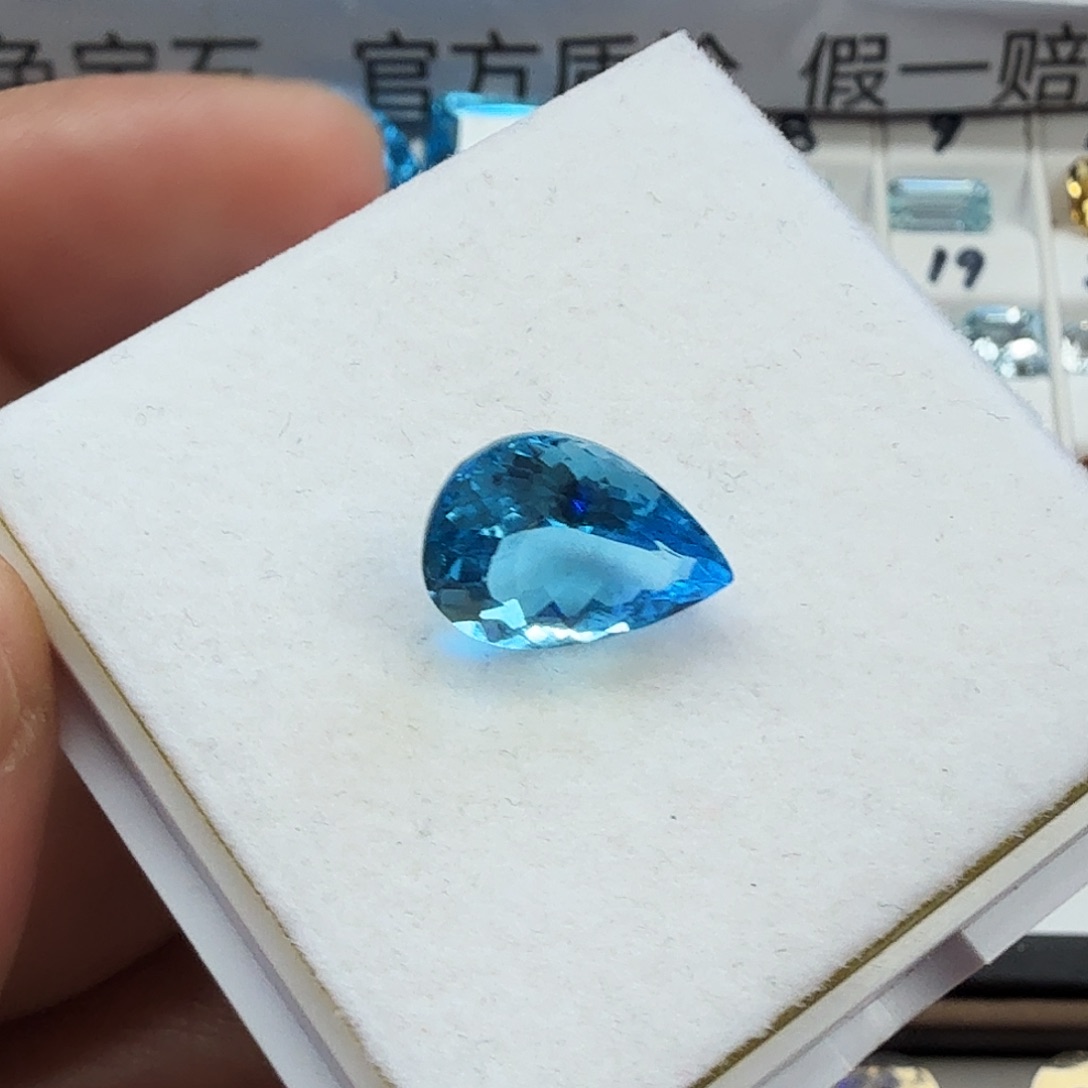 托帕石裸石双十二福利款金梅瑞士蓝水滴卡14×10.3毫米