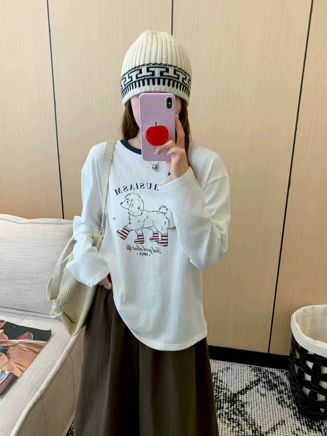 2025早秋新款韩系卡通印花长袖T恤女宽松显瘦百搭休闲薄款上衣潮