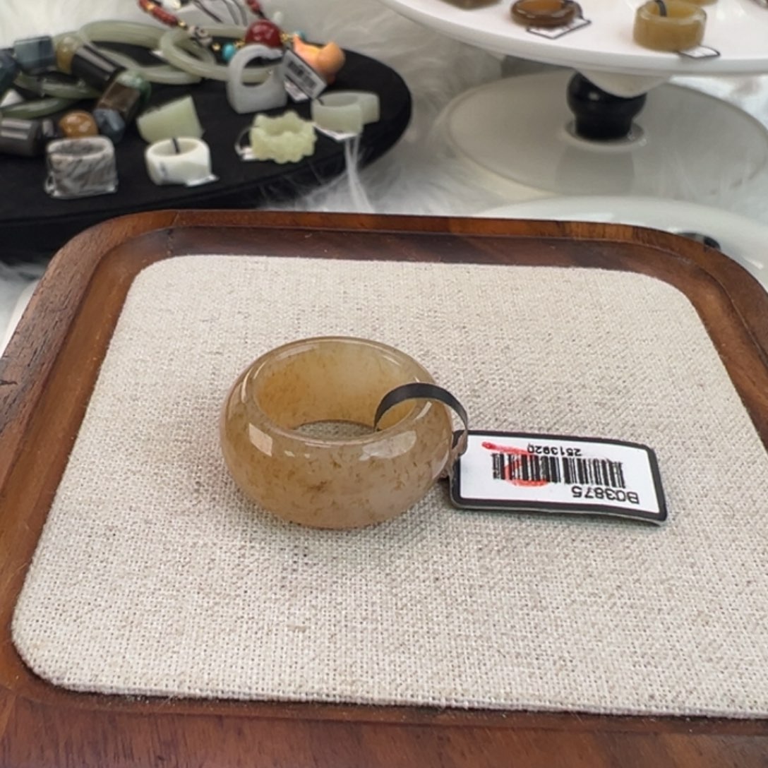 和田玉未镶嵌戒指w5金底桂花18.1不退换