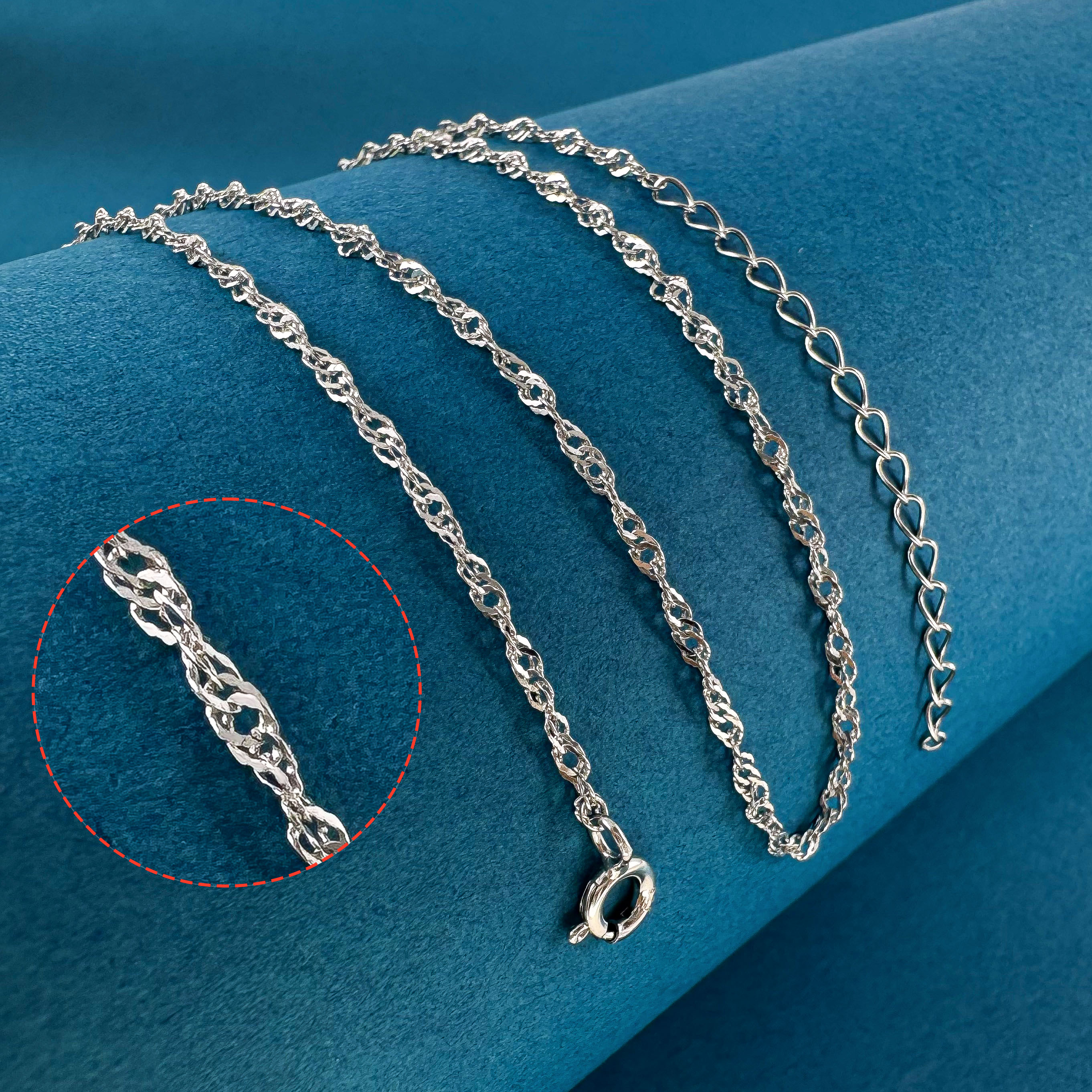 坠链均925银 木木（SY5315）纯银水波纹素链3个长度可选择