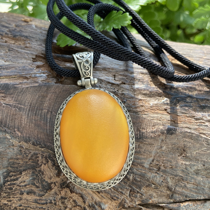 (赠链)天然原矿银镶嵌蛋面