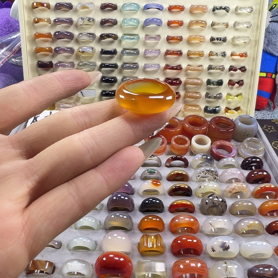 困***玛瑙/玉髓未镶嵌戒指A21不退换18.4港19