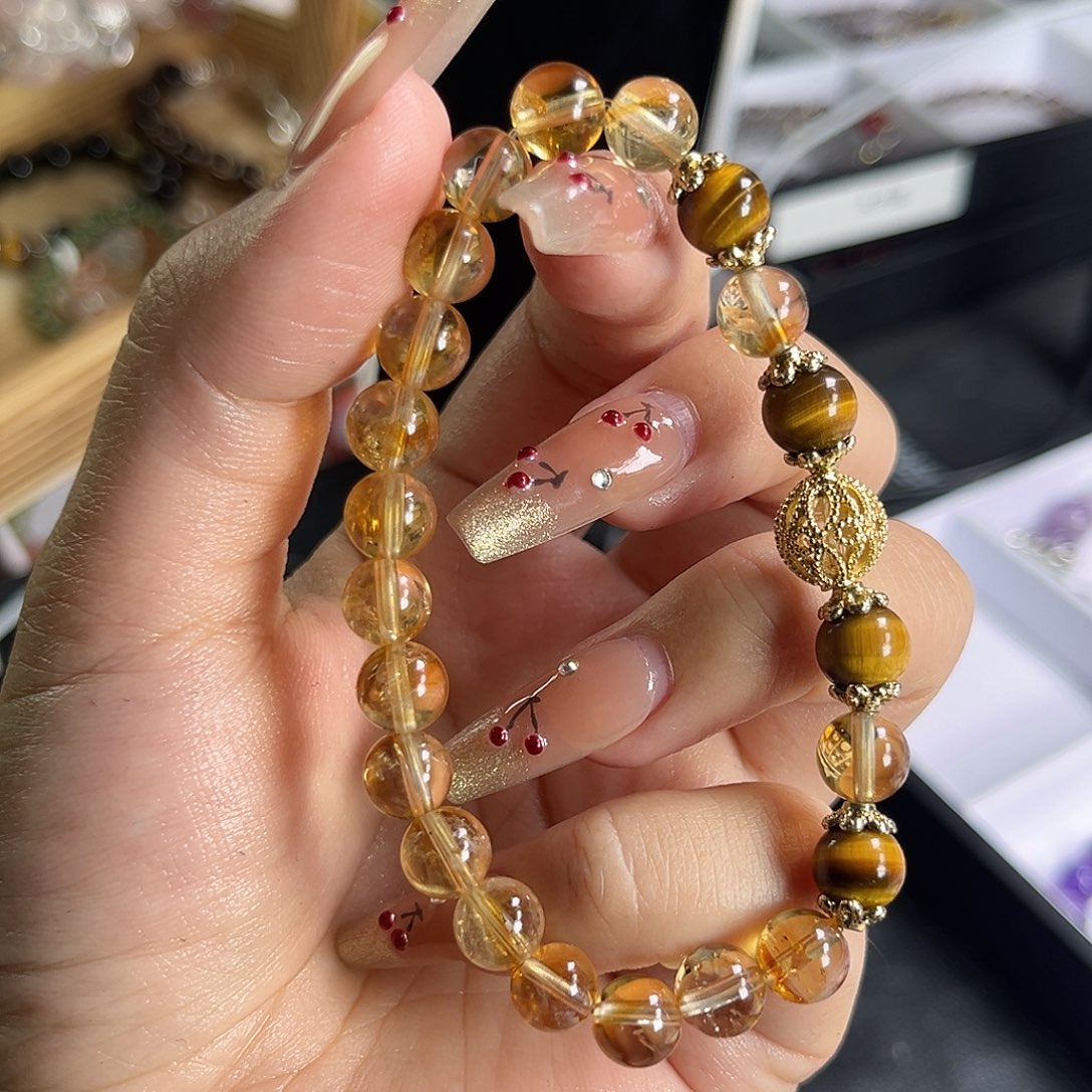 水晶手串未镶嵌黄塔晶 7mm