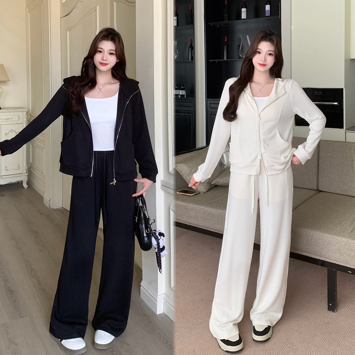 大码美美哒2025春季梨形显瘦上衣裤子两件套小个子休闲套装64108