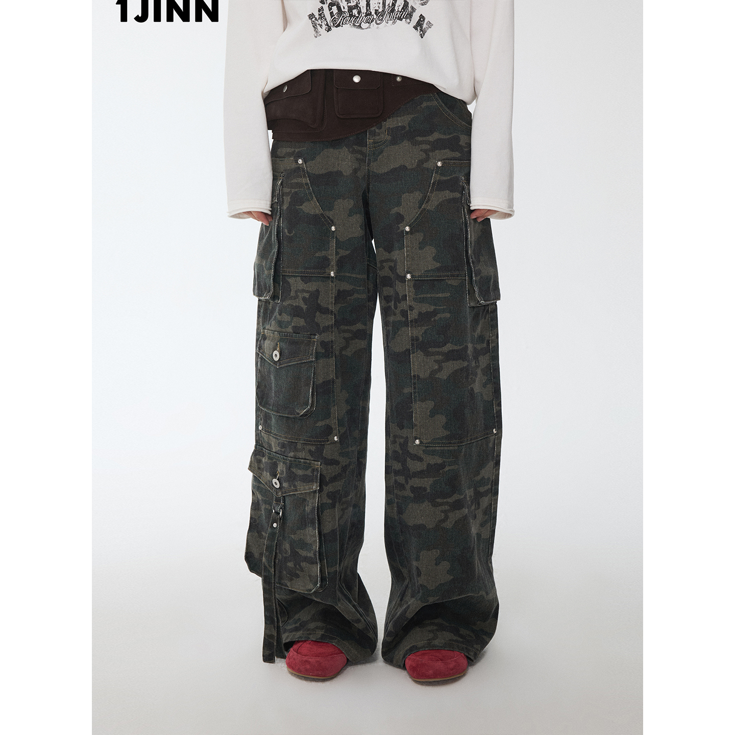 【25冬新VOL.1】1JINN STUDIO 迷彩水洗多口袋工装阔腿裤