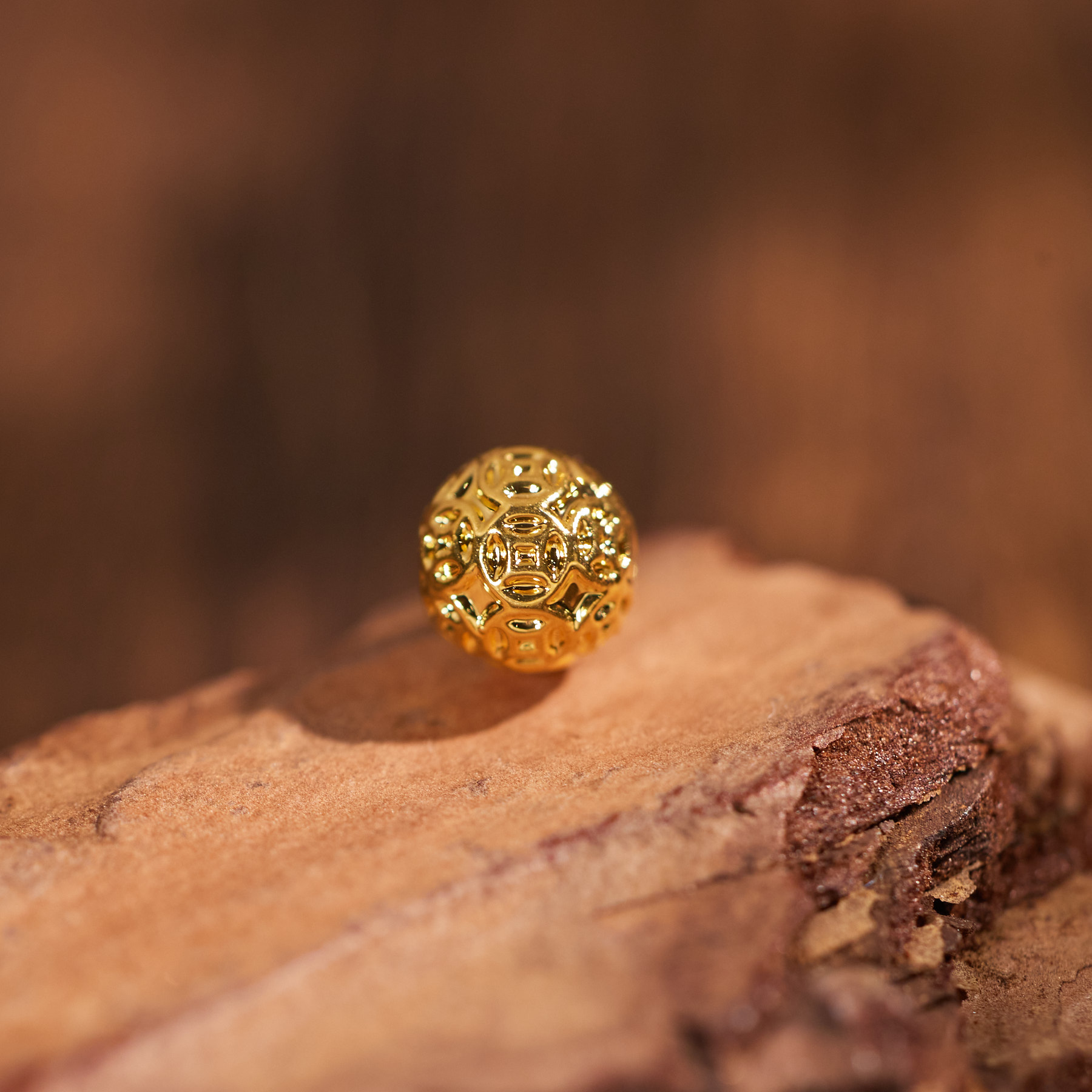 【歪歪】铜钱转运珠配件*18K金镶嵌（卡6）W6043