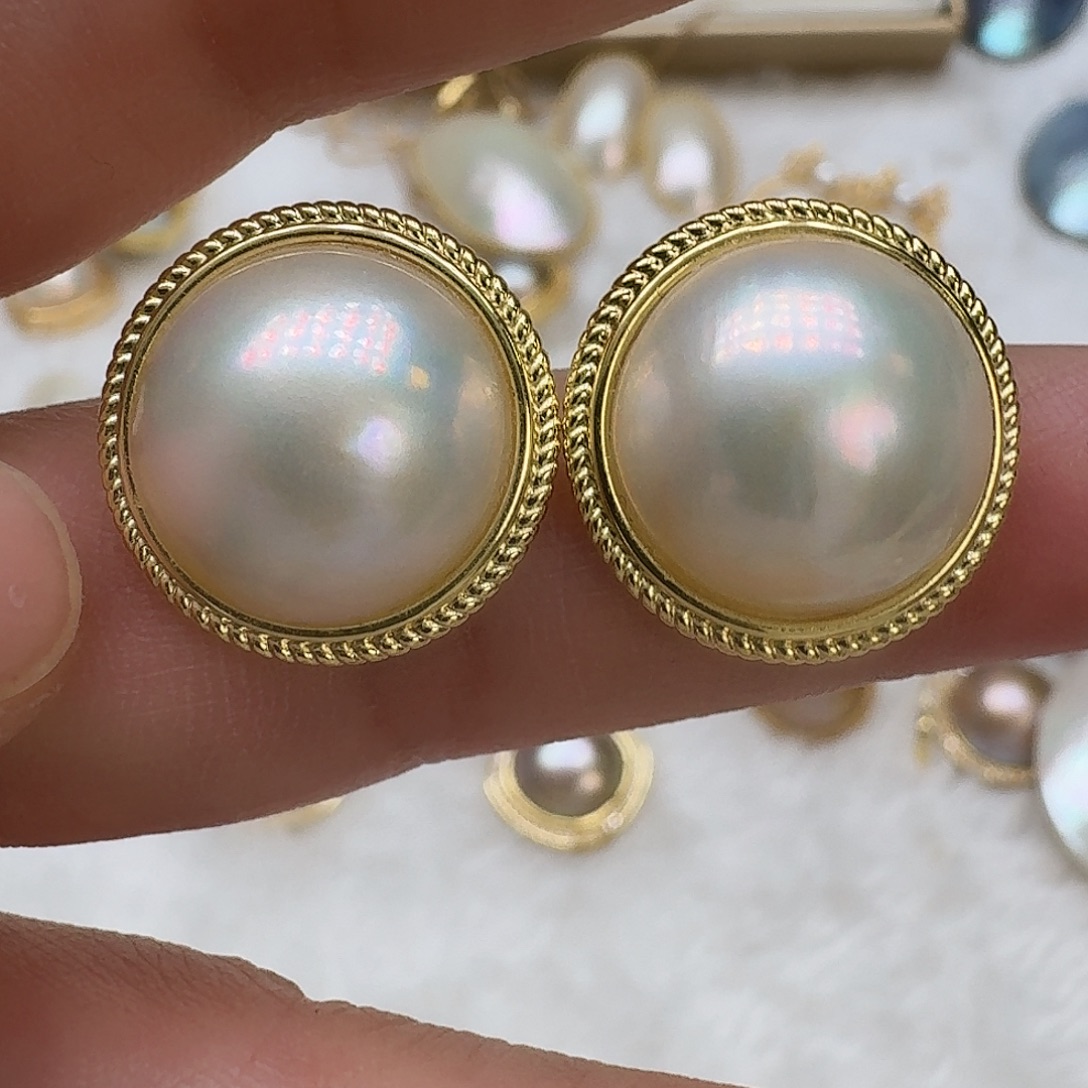 拼合珍珠（马贝珠）耳饰未镶嵌