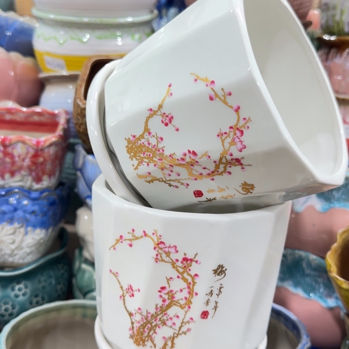 凑9快包邮，有孔，陶瓷花盆