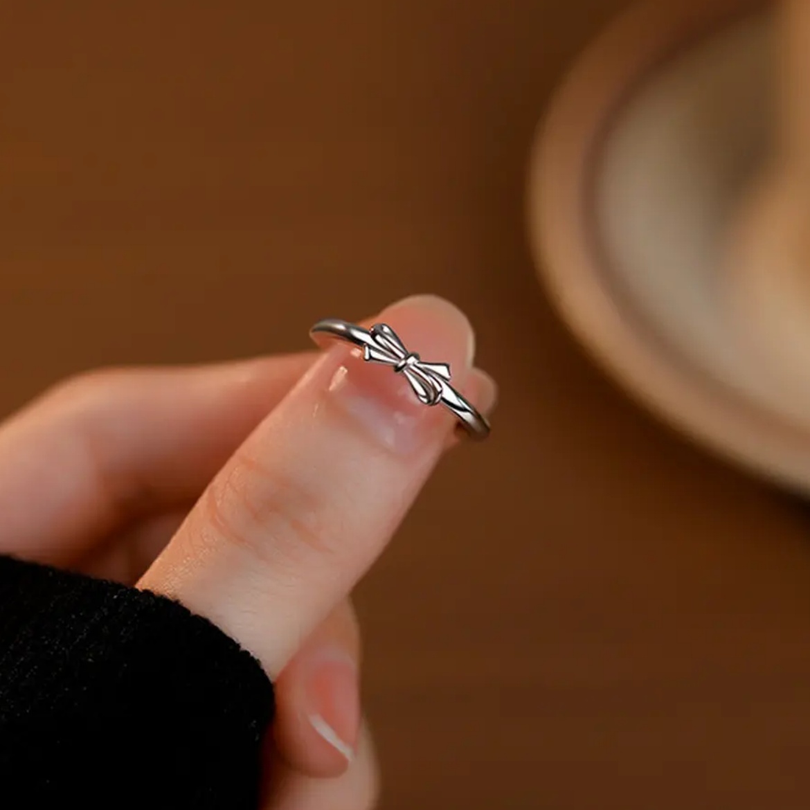 足银银制品 蝴蝶结 通用个性可调节首饰小众设计感简约时尚37