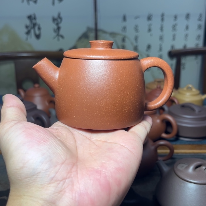 茶壶紫砂红降坡，半手工财源滚滚壶