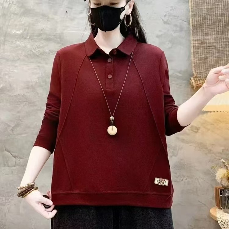 春季新款大码女装长袖t恤宽松中年妈妈减龄打底衫上衣春秋时尚