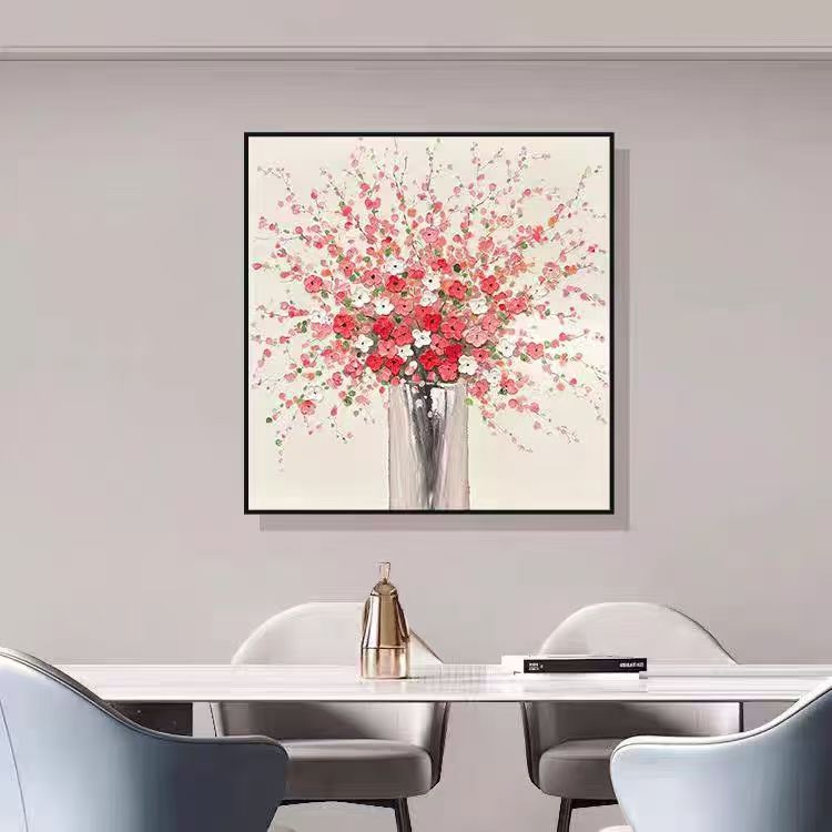 手工油画厚油肌理画装饰画轻奢防水风格艺术卡通现代桃之夭夭6060