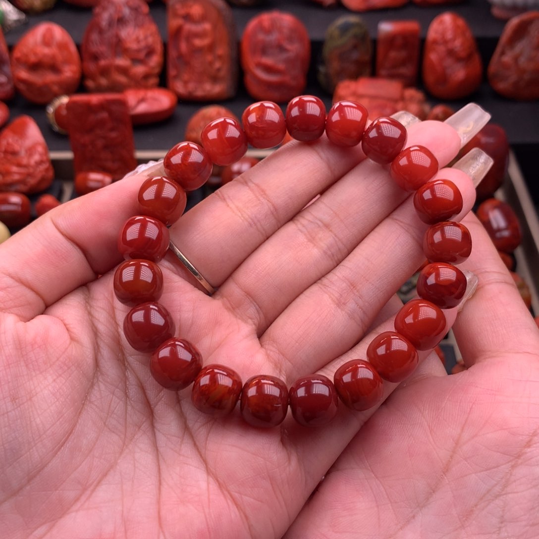 南红玛瑙南红川料牛血老型手串11.8mm未镶嵌