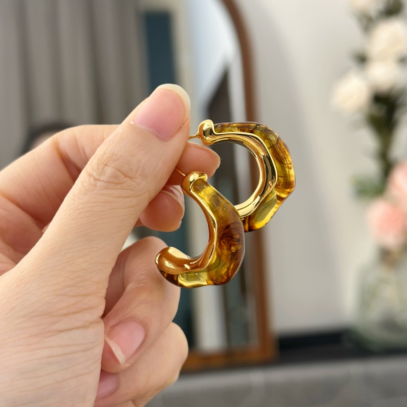 铜合金亚克力耳饰 【么么专属】复古气质C圈大耳环 银针 设计感耳钉