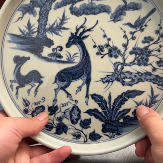 农***工明续幽蓝松竹梅鹿壶承