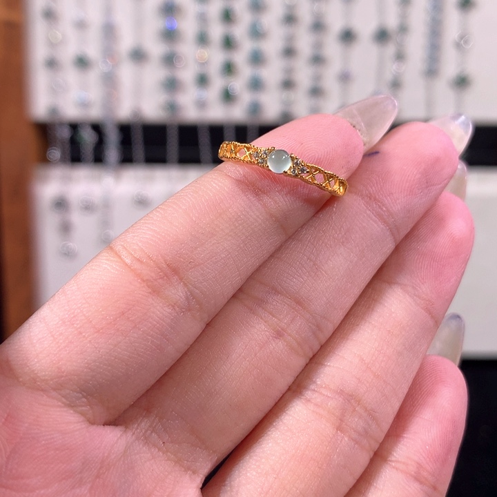 翡翠戒指银S925镶嵌549蓝