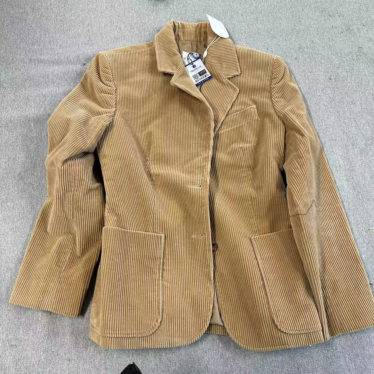 95新 MIU MIU/缪缪 麦殿/灯芯绒西装外套棕黄色/250221XYGFY01