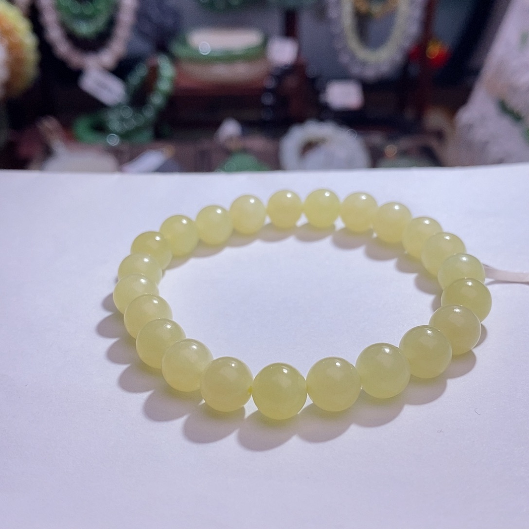 若羌黄口鸡油黄手串8MM