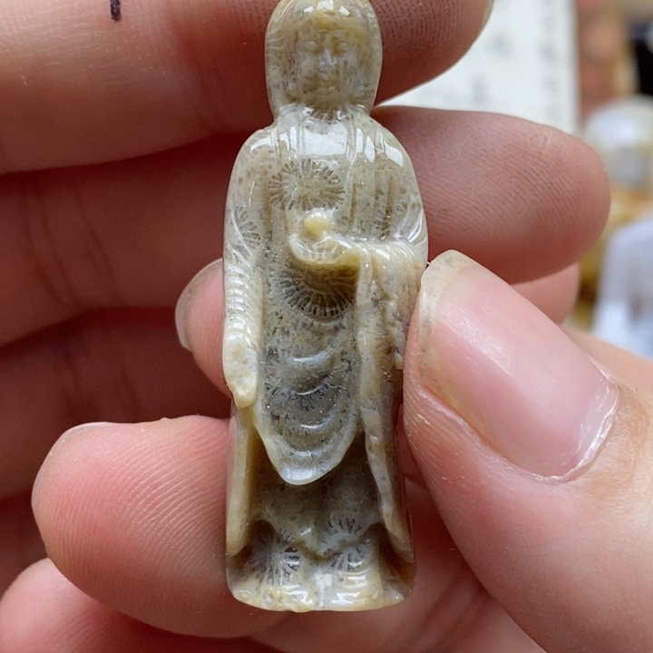 硅化珊瑚（珊瑚玉）未镶嵌颈饰小吊坠