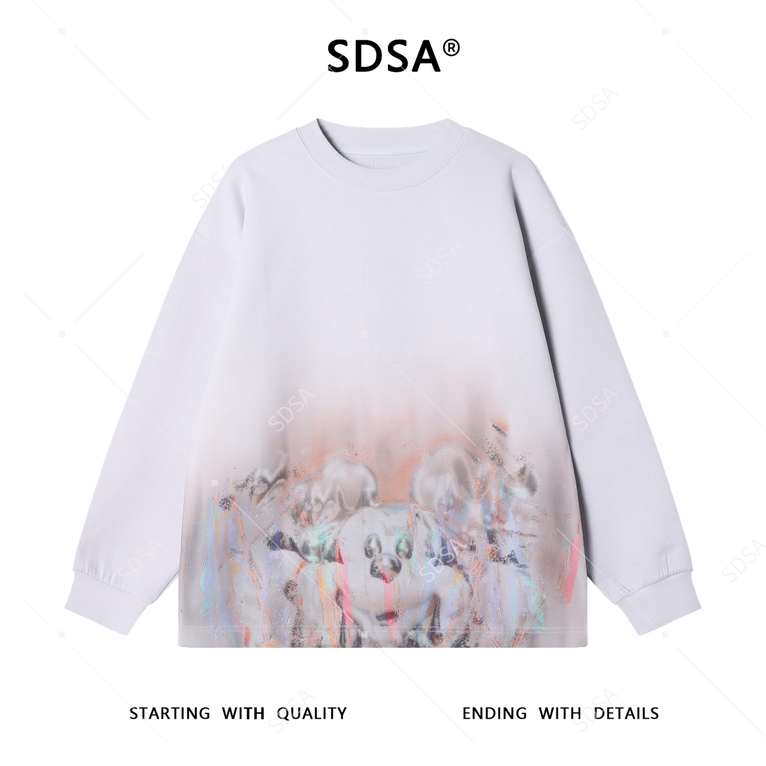 SDSA男士秋冬新款痞帅男装时尚动漫米奇印花圆领卫衣宽松百搭上衣