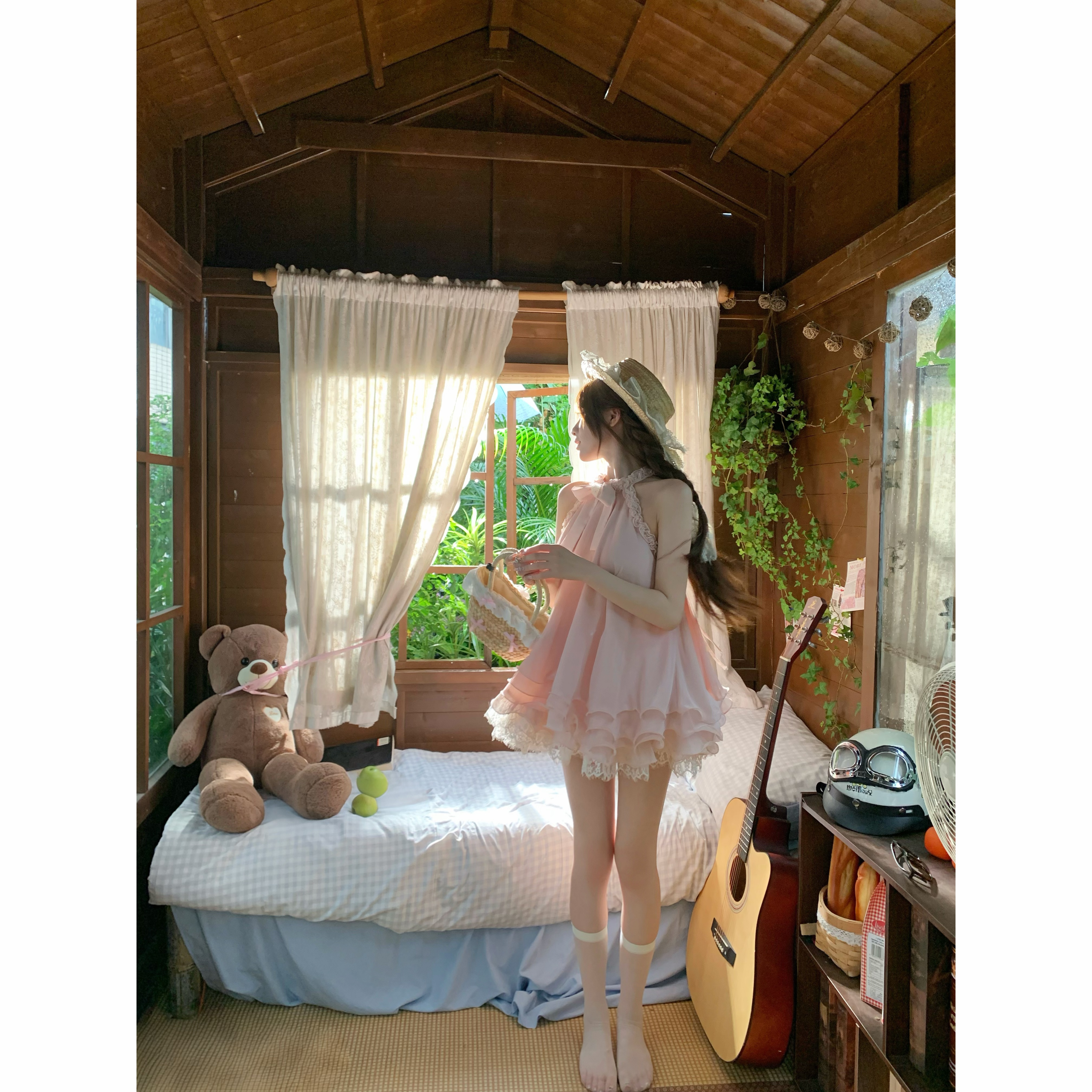 瑞茜·威瑟斯幕间玫瑰 夏季公主千金风纯欲小众原创连衣裙R7043-1V