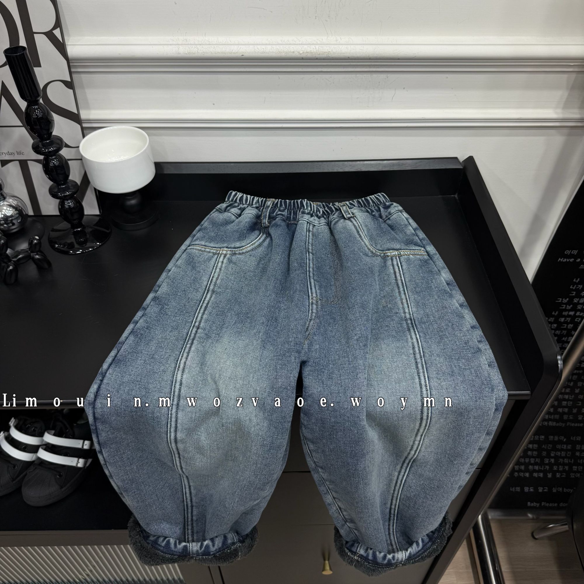 男童加厚羊驼绒一体绒韩版软牛仔潮酷痞帅洋气百搭保暖裤子时髦裤