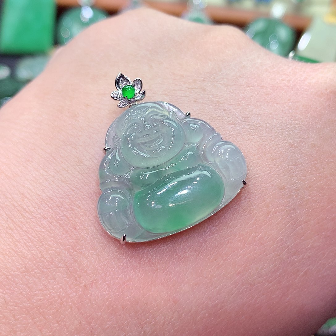 翡翠颈饰18K金镶嵌纯天然