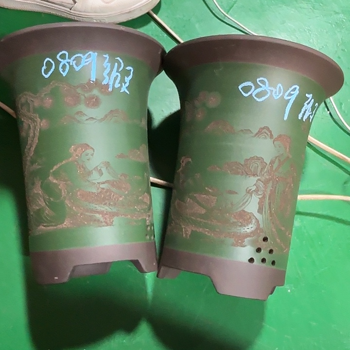 竹***菊花盆紫砂微瑕大号