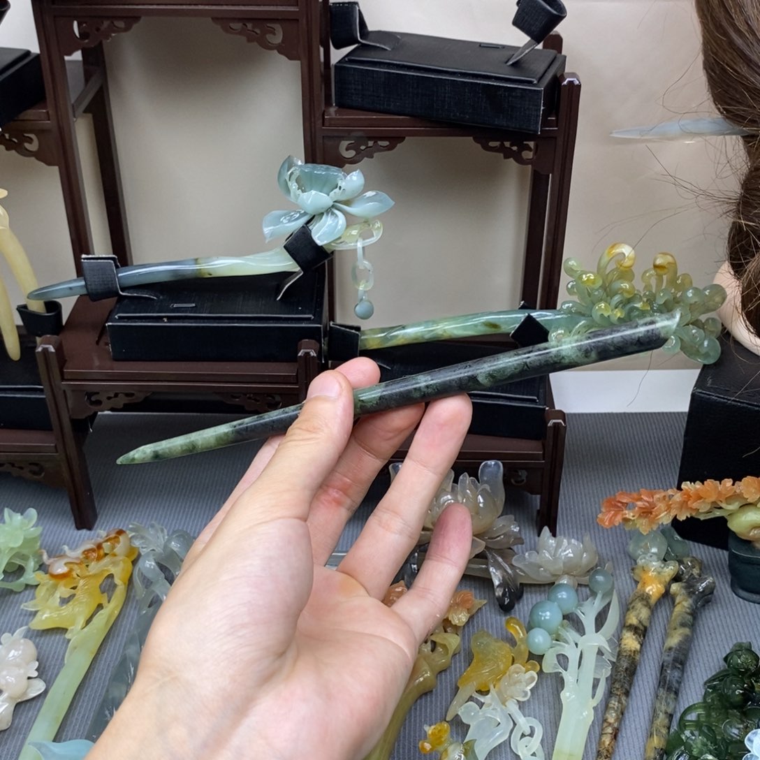 蛇纹石玉合金发饰