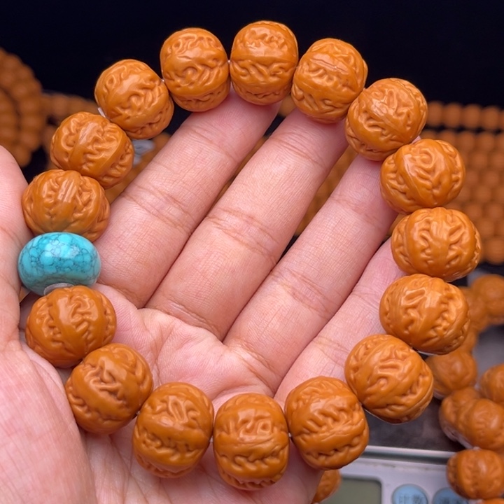 猴头核桃吊坠17麻花串绿