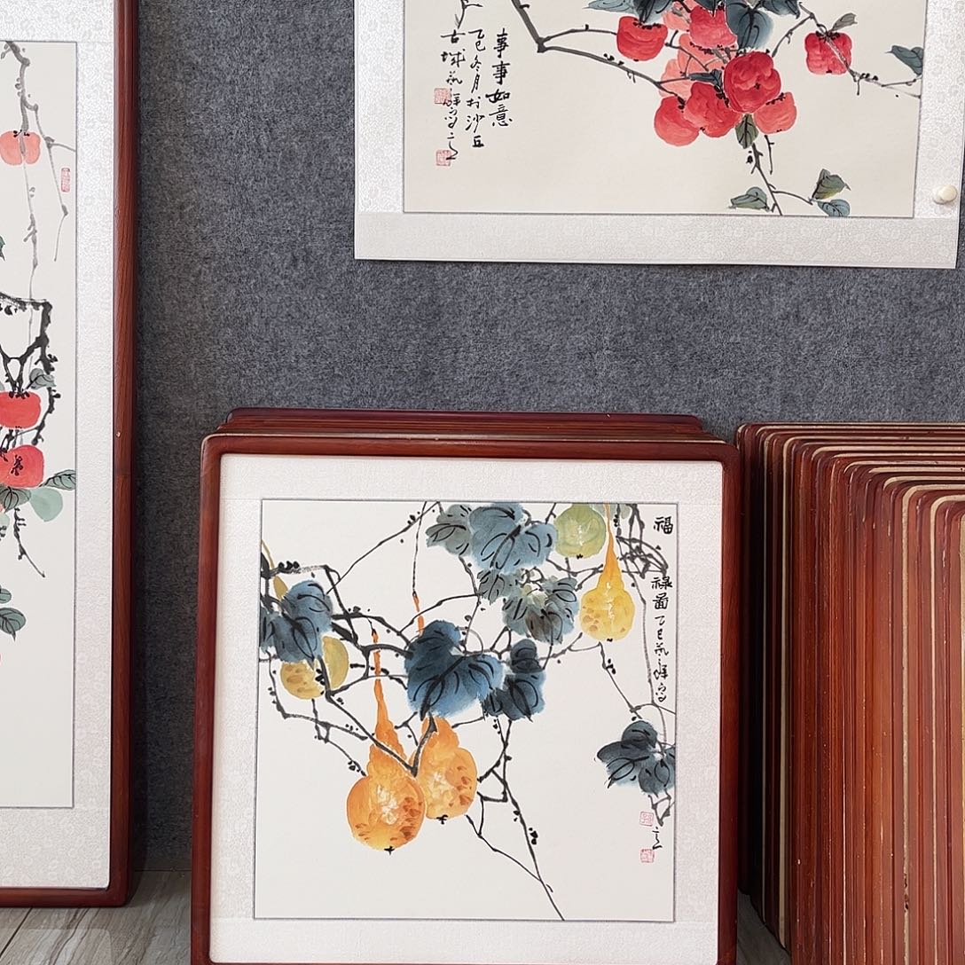 国画书画作品带框63×63