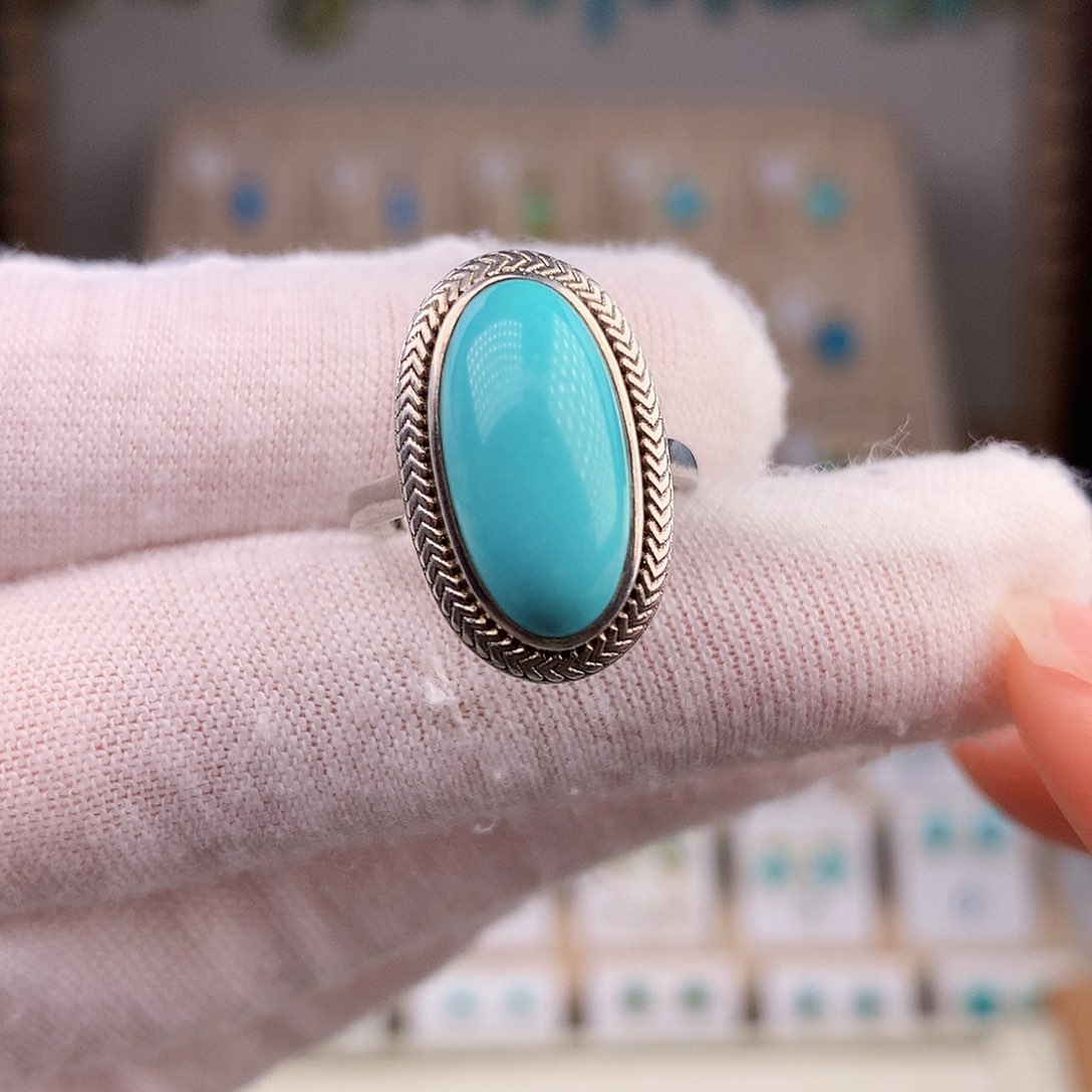 绿松石耳饰银S925镶嵌