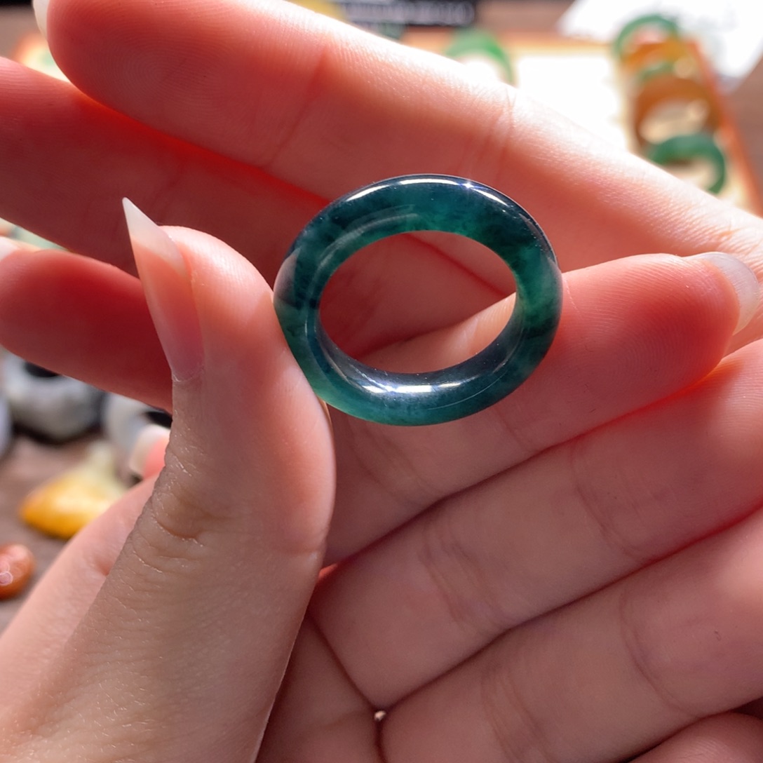 翡翠戒指未镶嵌?***~翡翠戒圈 14老蓝水